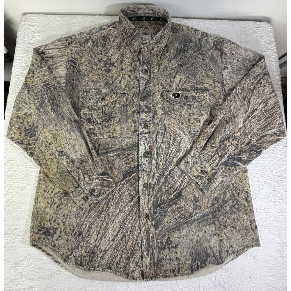 Mossy Oak Apparel‎ Explorer LS Shirt Mens Large Brush Camo Button Down